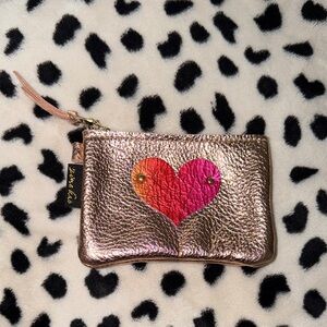 Zina Kao Metallic Clutch with Pink Heart